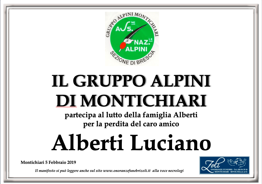 Al momento stai visualizzando Luciano Alberti Gruppo Alpini Montichiari